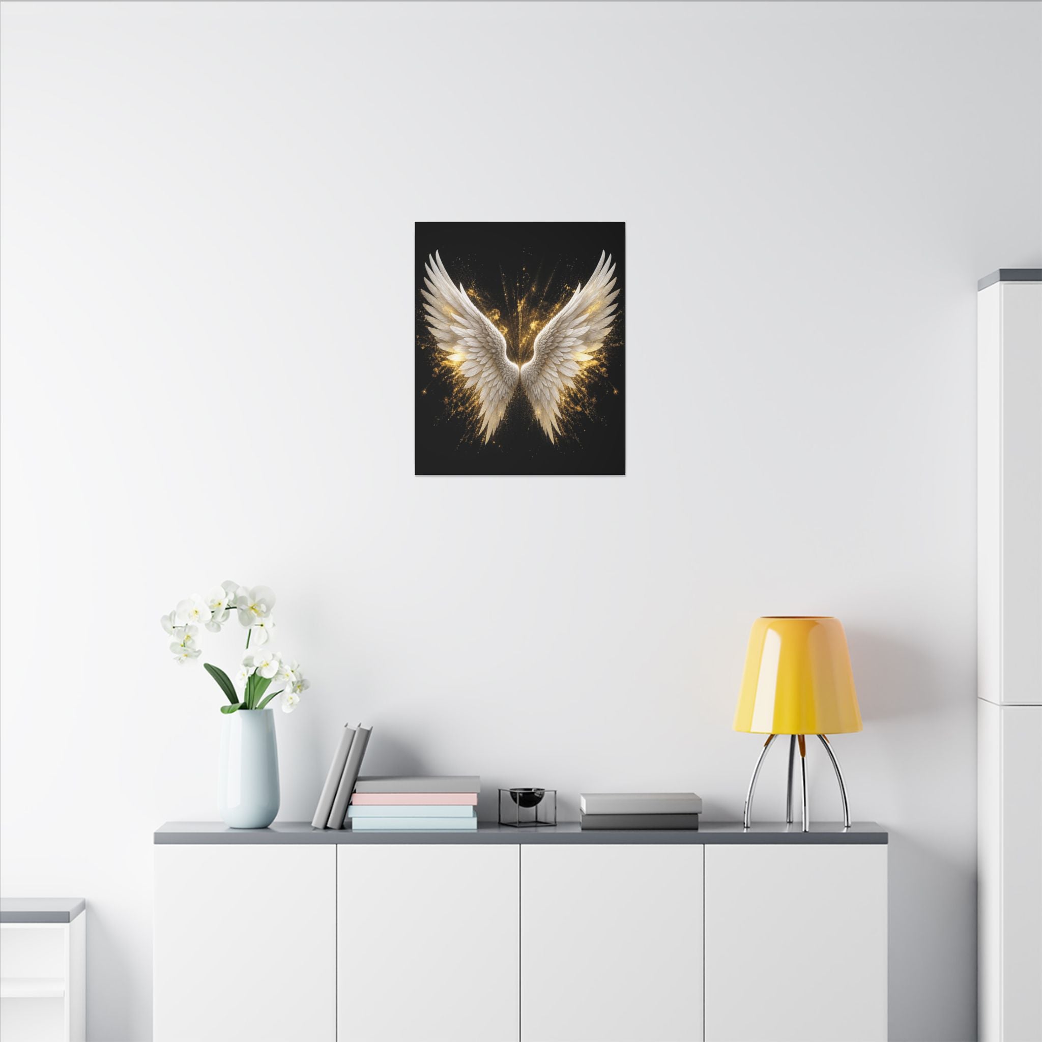 Angel Wings Canvas Print – Golden Feather Wall Art