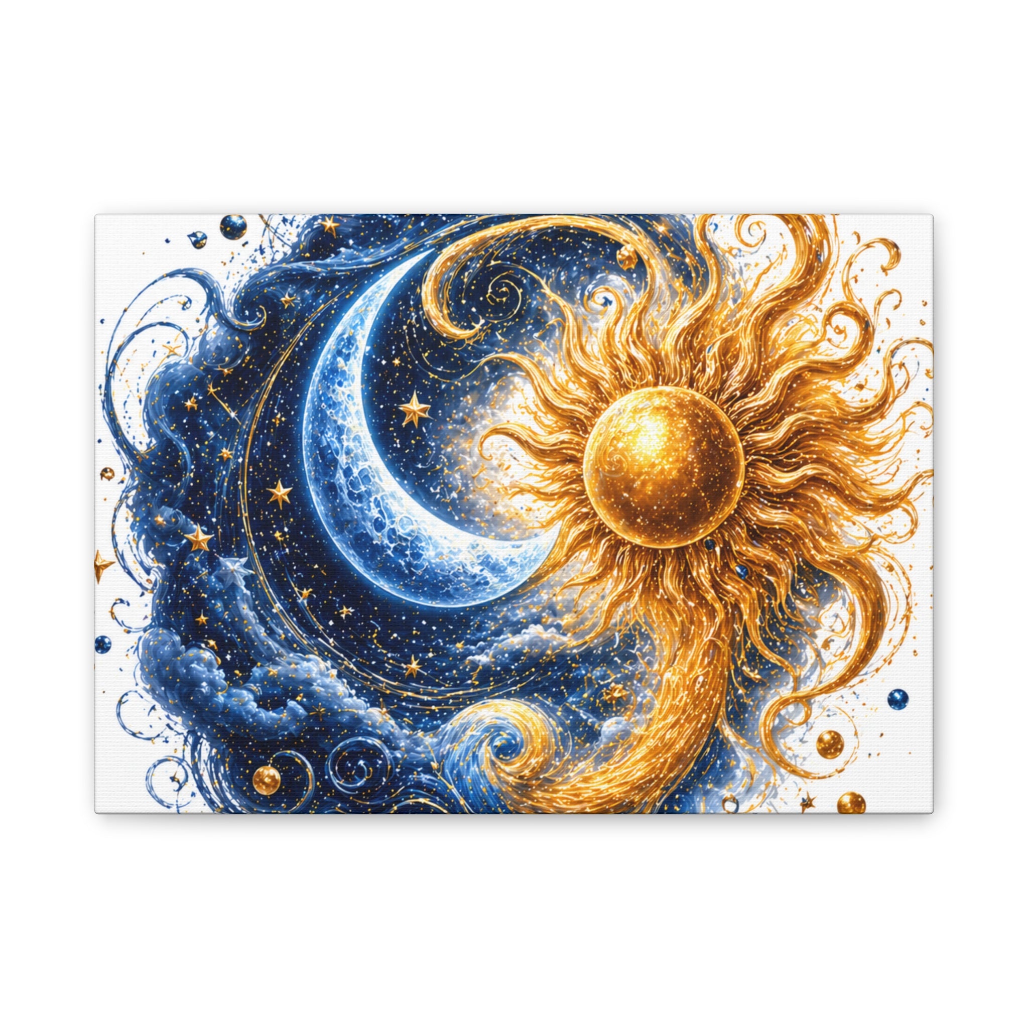 Sun and Moon Wall Art Canvas - Cosmic Celestial Painting