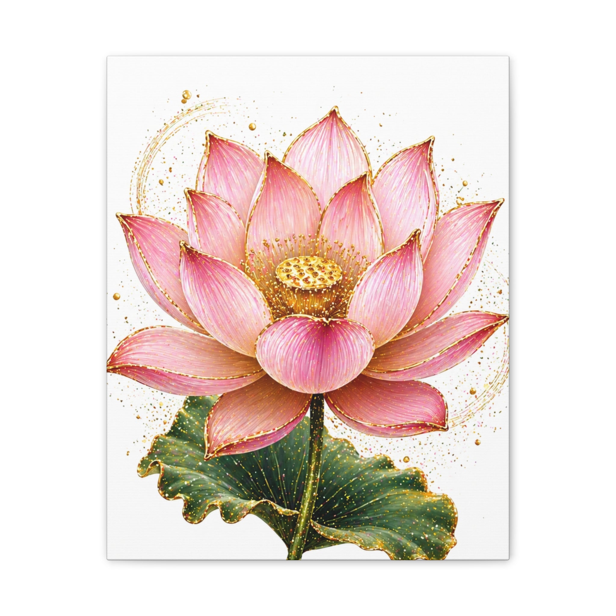 Pink Lotus Canvas Wall Art — Stretched Floral Canvas Print