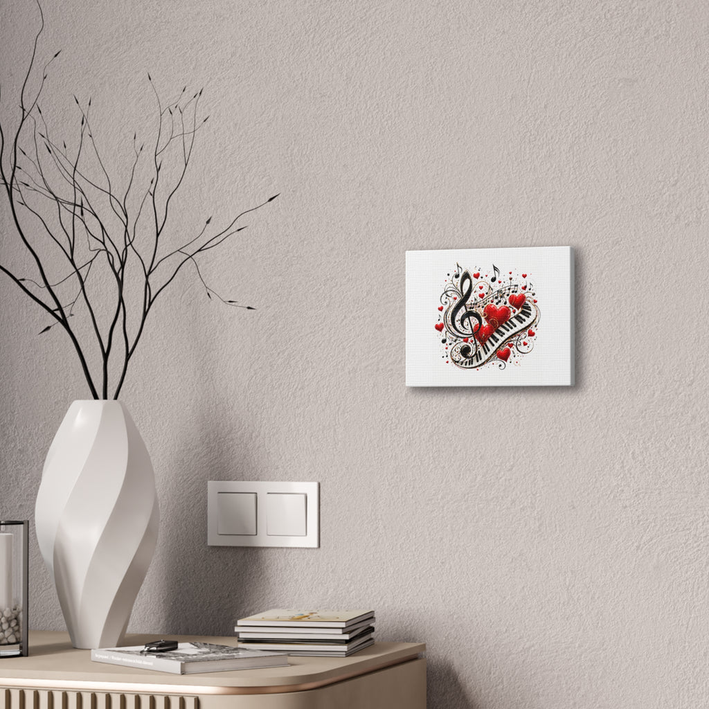Canvas Print - Musical Hearts Treble Clef & Piano Wall Art (Valentine Music Gift)