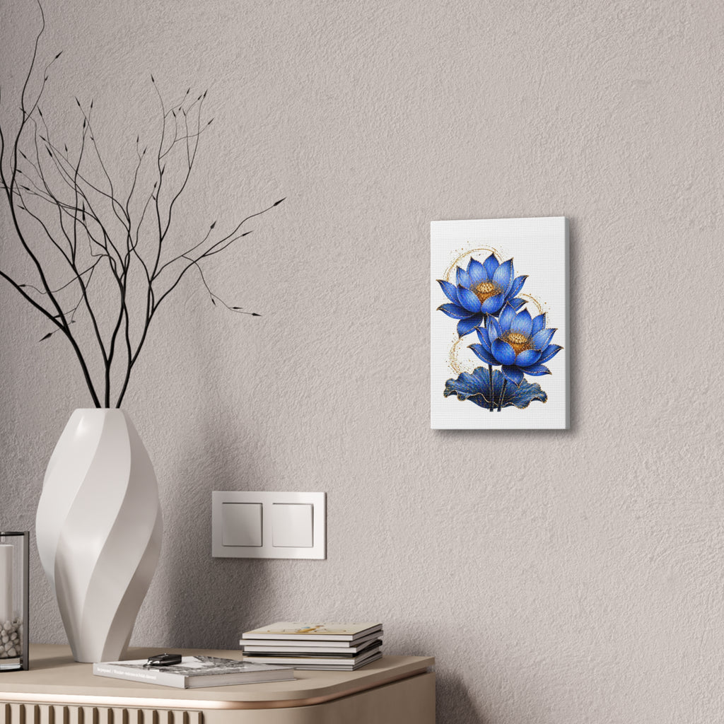 Blue Lotus Canvas Wall Art — Stretched 0.75" Botanical Print