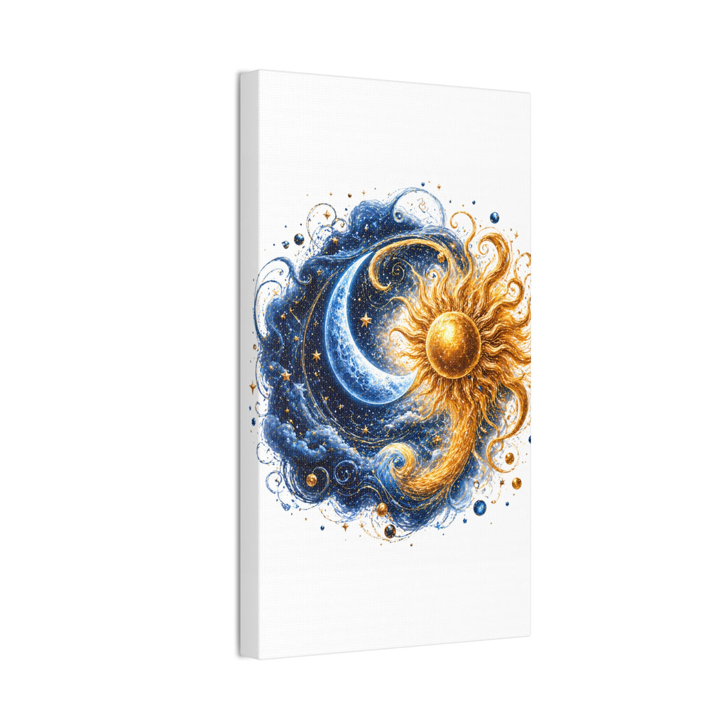 Sun and Moon Wall Art Canvas - Cosmic Celestial Painting