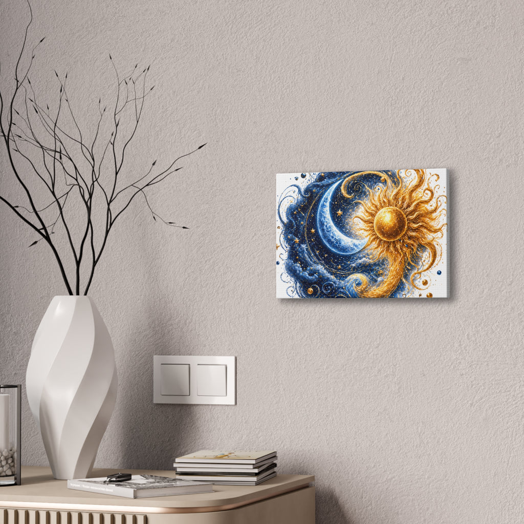 Sun and Moon Wall Art Canvas - Cosmic Celestial Painting