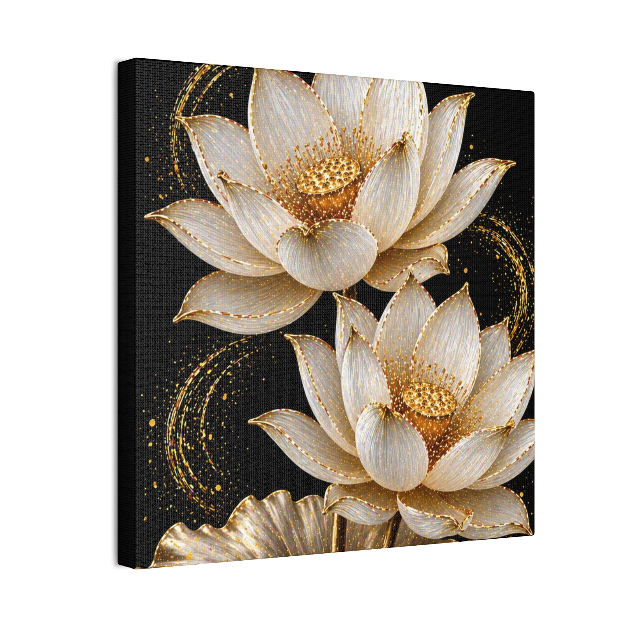 Golden Lotus Canvas Print — Elegant Floral Wall Art