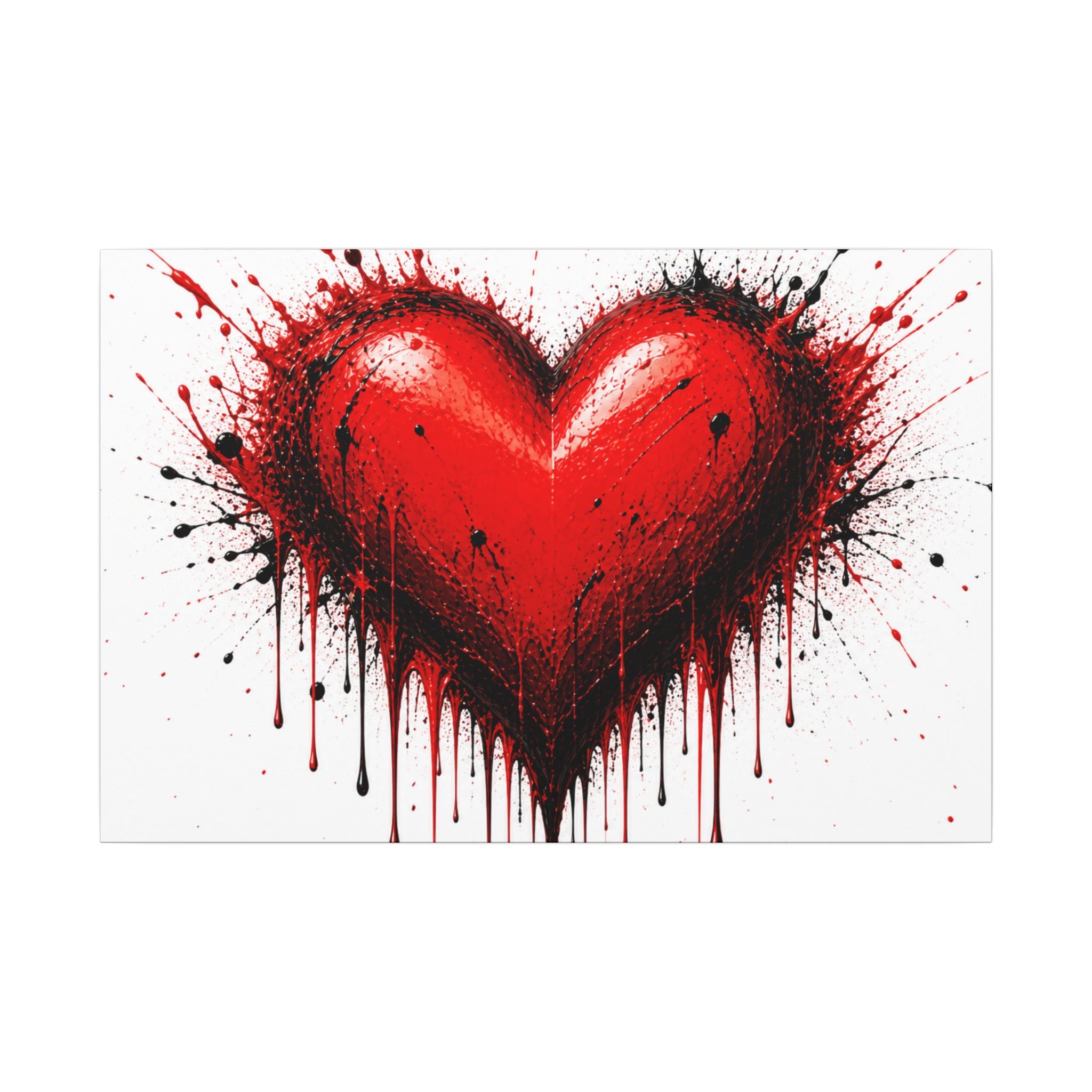 Dripping Red Heart Matte Canvas Wall Art — Bold Graffiti Love Print