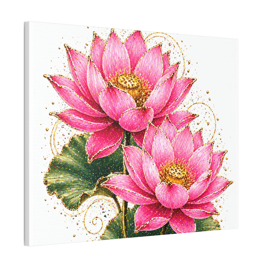 Pink Lotus Canvas Wall Art — Stretched Floral Canvas Print