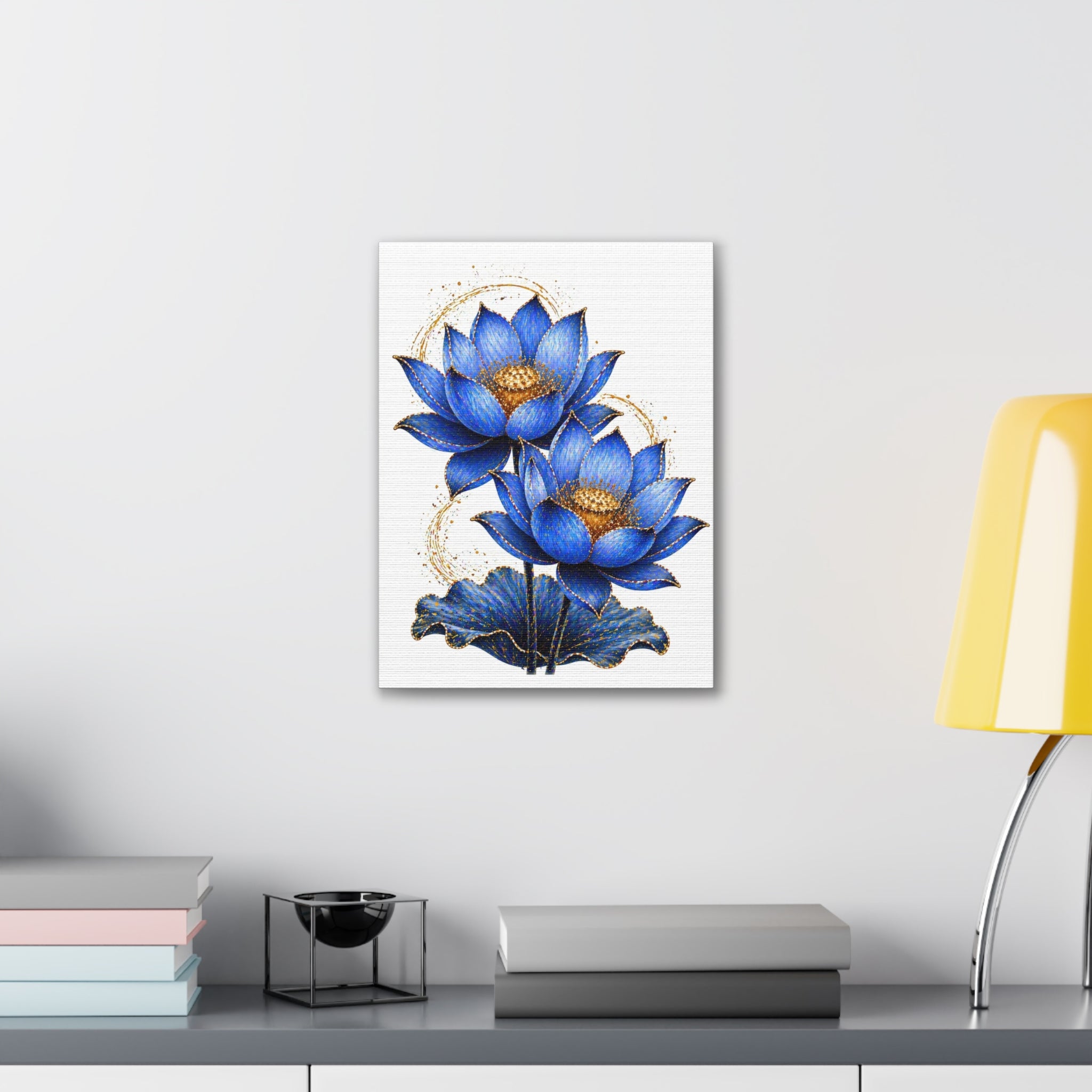 Blue Lotus Canvas Wall Art — Stretched 0.75" Botanical Print