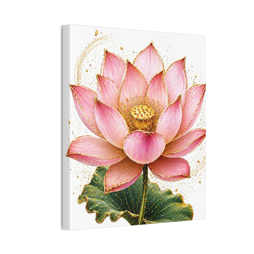 Pink Lotus Canvas Wall Art — Stretched Floral Canvas Print