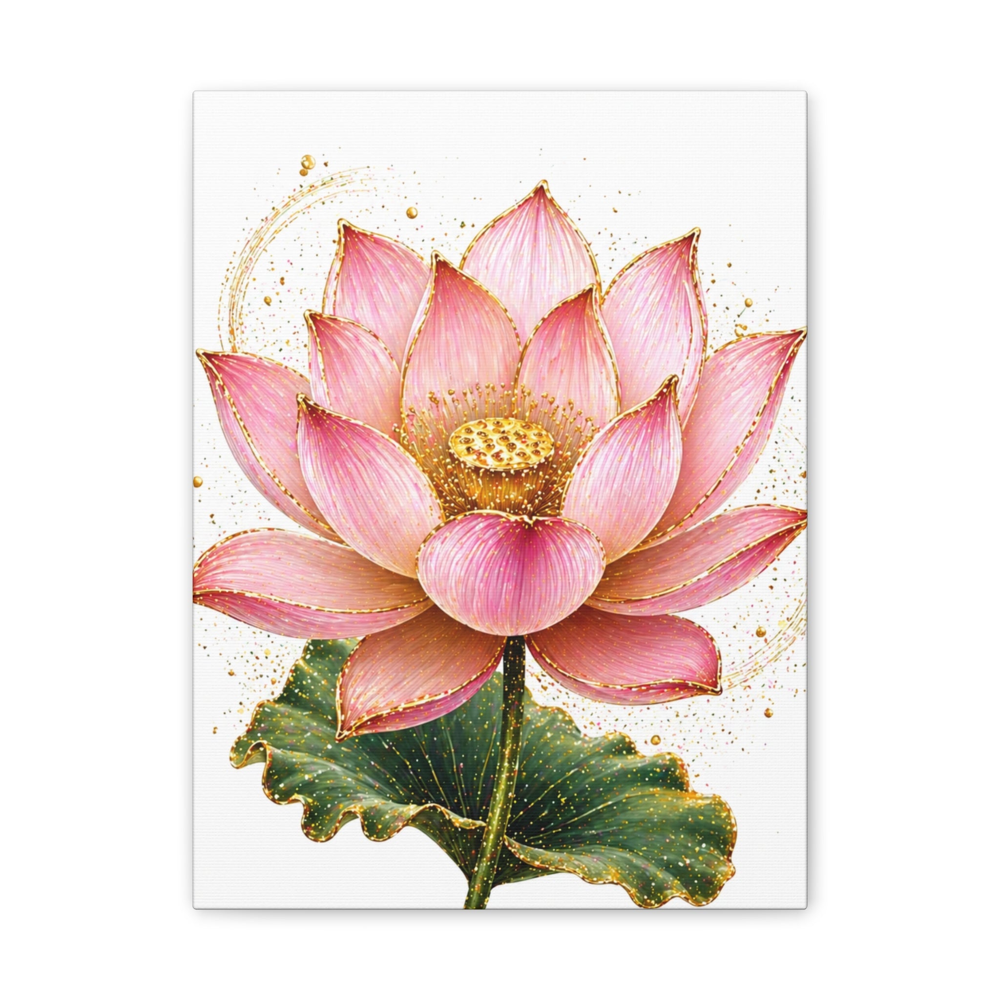 Pink Lotus Canvas Wall Art — Stretched Floral Canvas Print