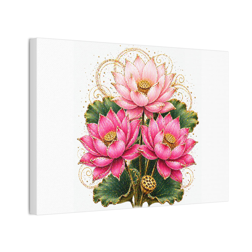 Lotus Floral Canvas Wall Art — Pink Lotus Stretched Canvas Print
