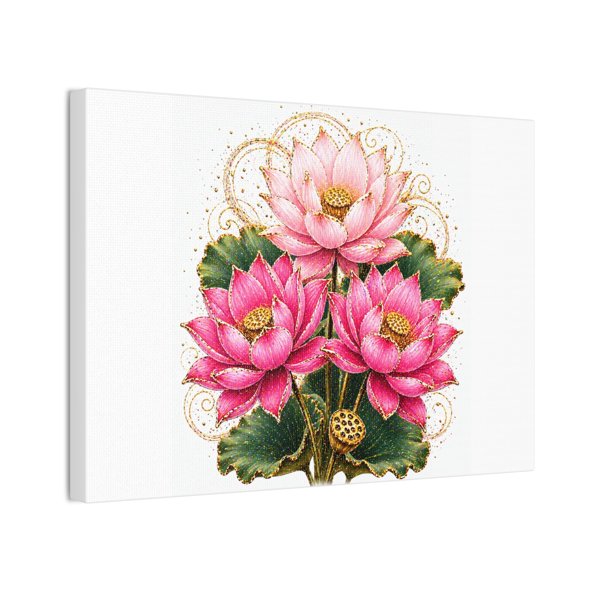 Lotus Floral Canvas Wall Art — Pink Lotus Stretched Canvas Print
