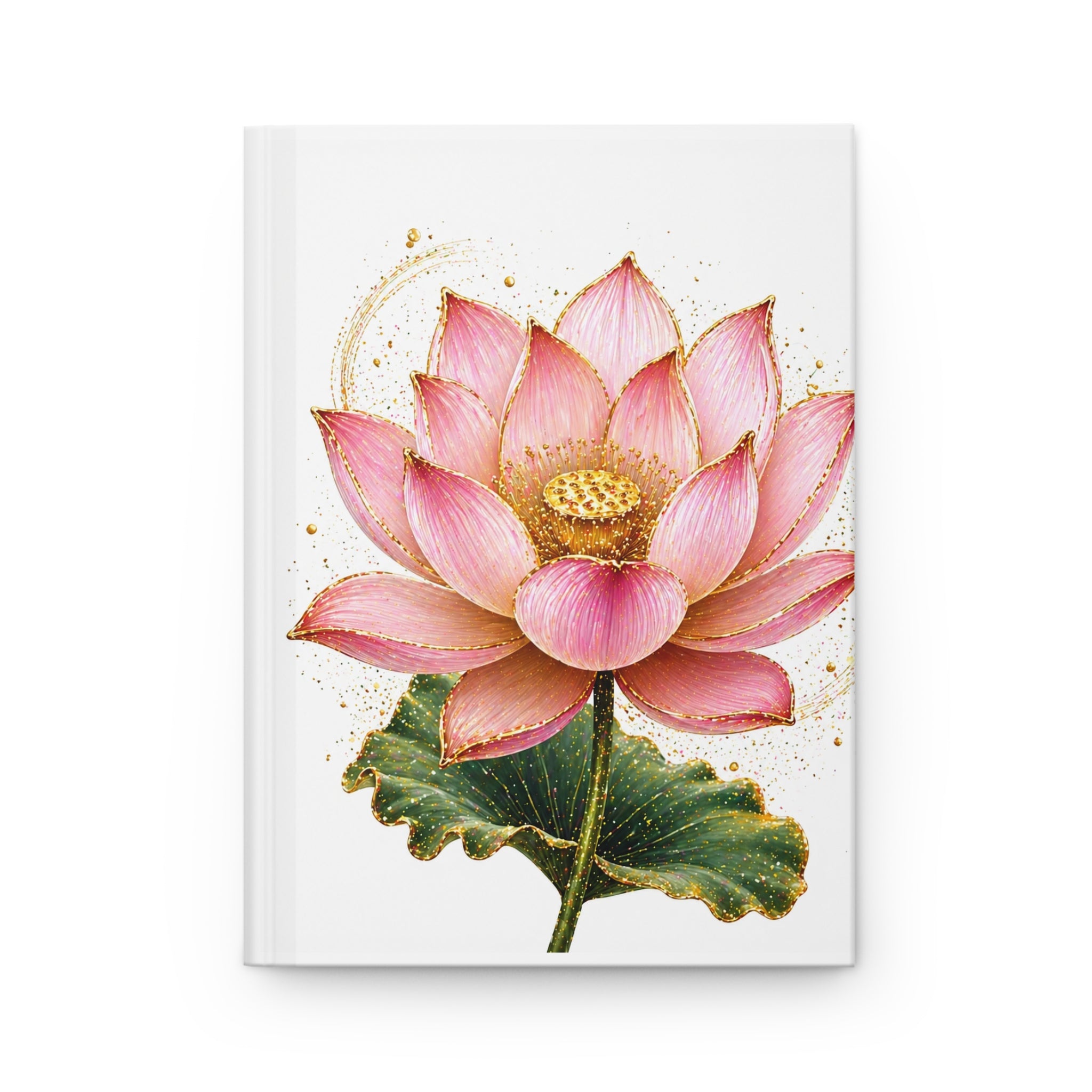 Lotus Flower Hardcover Journal — Pink Gold Botanical Notebook for Mindfulness, Gratitude & Daily Writing