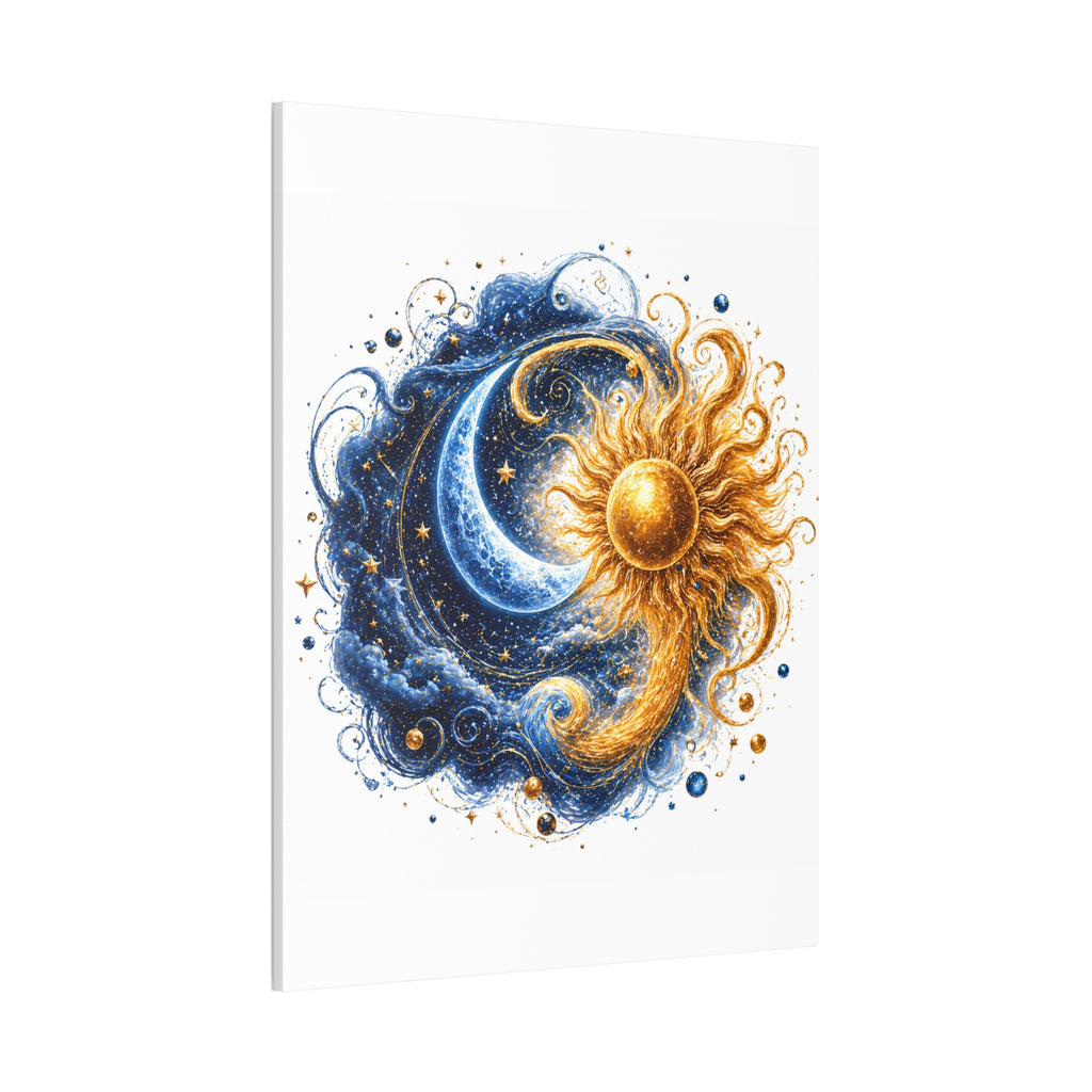 Sun and Moon Wall Art Canvas - Cosmic Celestial Painting