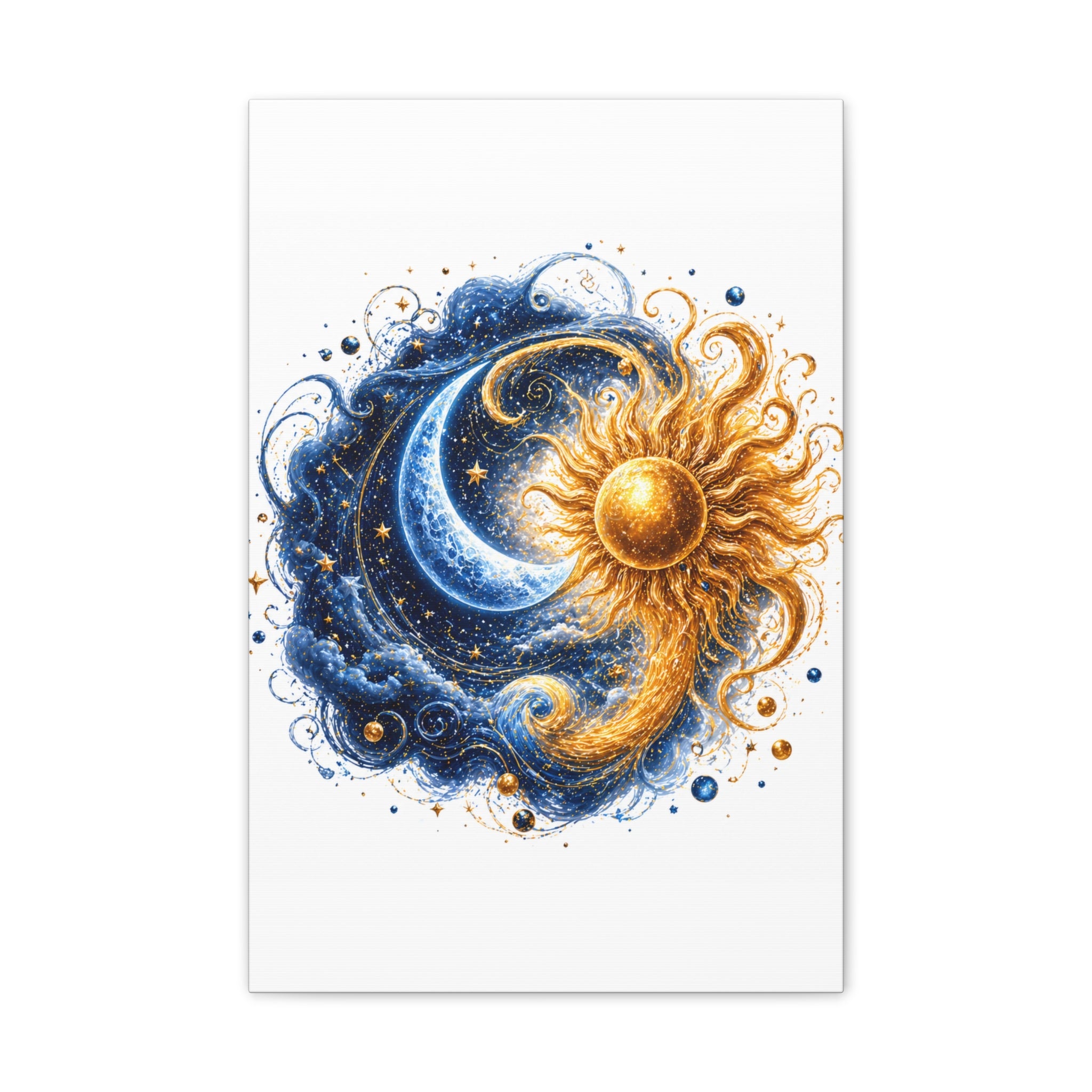Sun and Moon Wall Art Canvas - Cosmic Celestial Painting