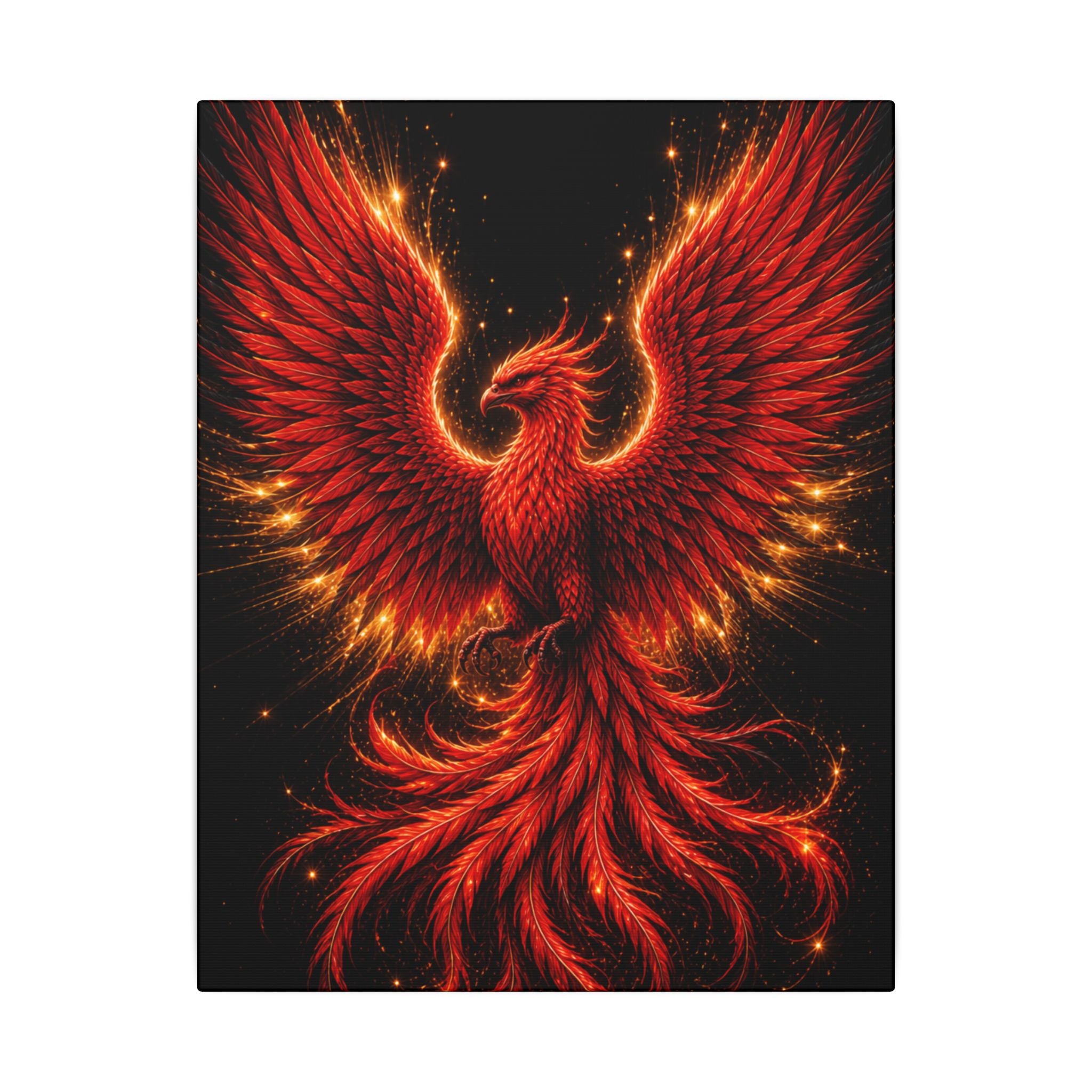 Fiery Phoenix Matte Stretched Canvas