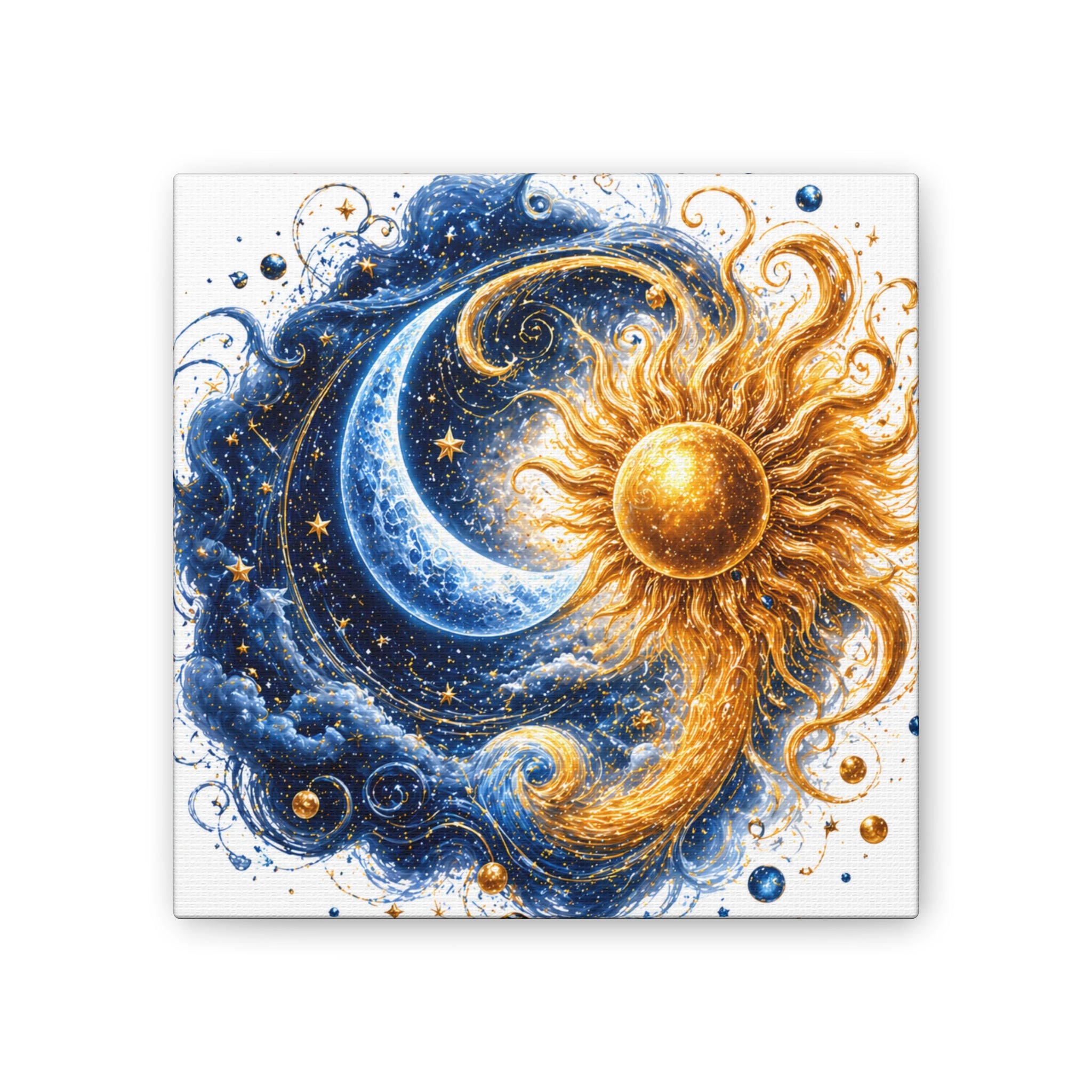 Sun and Moon Wall Art Canvas - Cosmic Celestial Painting