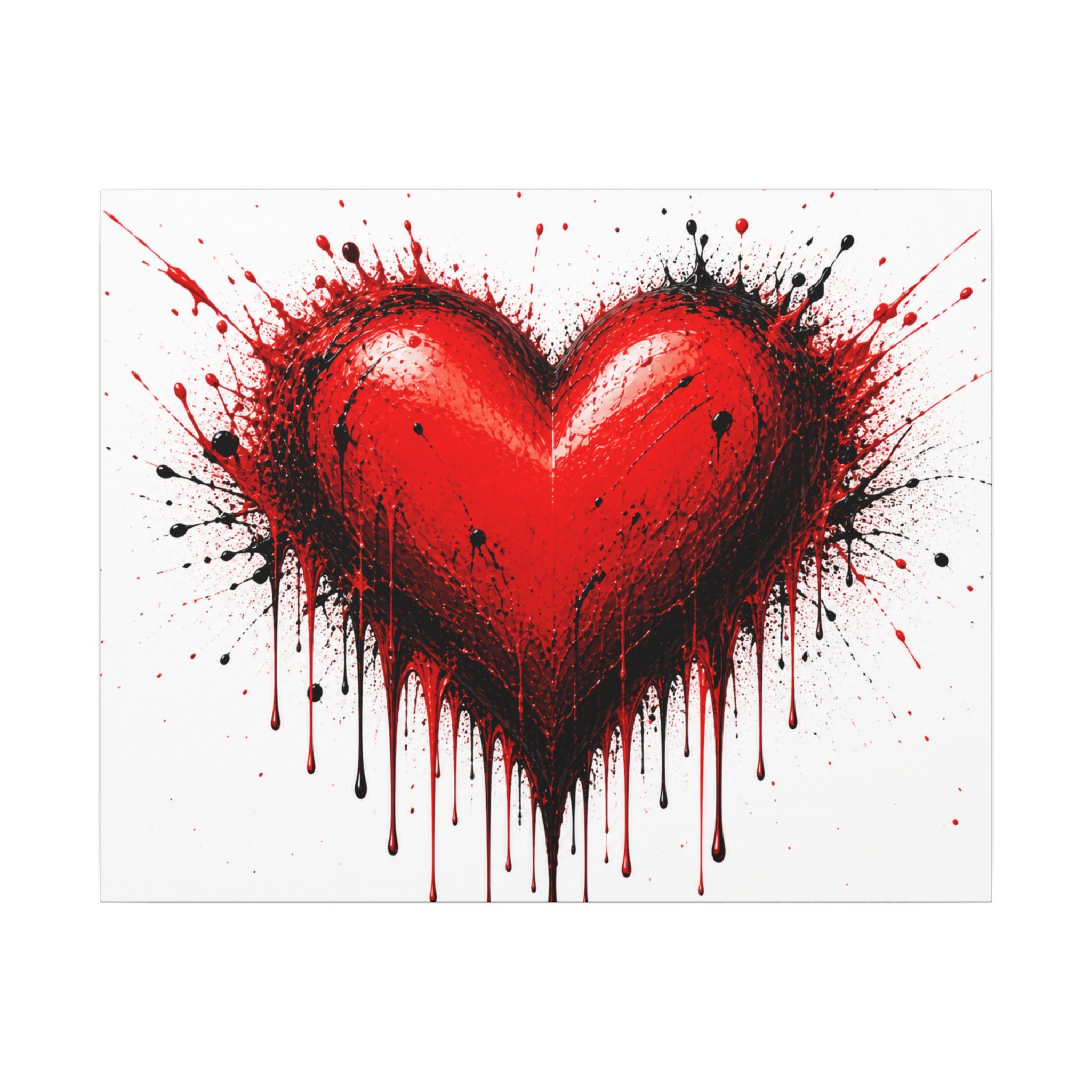 Dripping Red Heart Matte Canvas Wall Art — Bold Graffiti Love Print