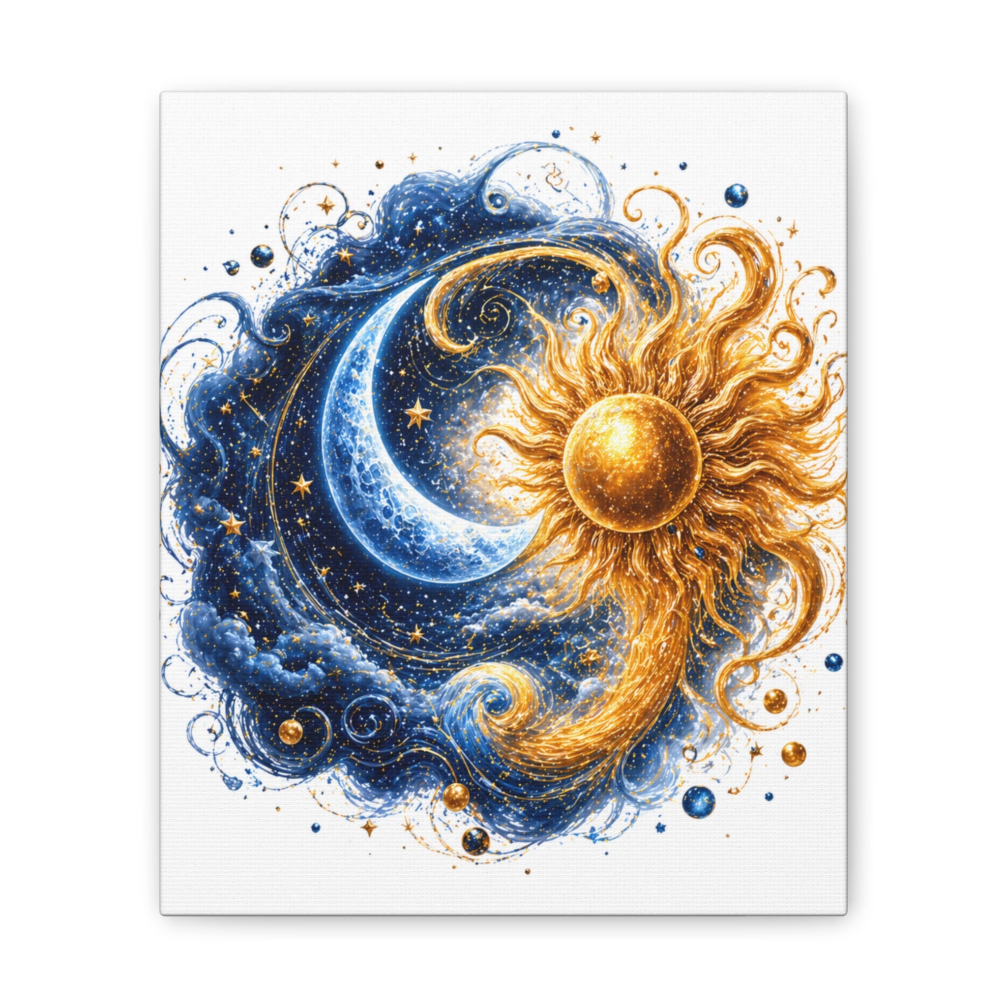 Sun and Moon Wall Art Canvas - Cosmic Celestial Painting