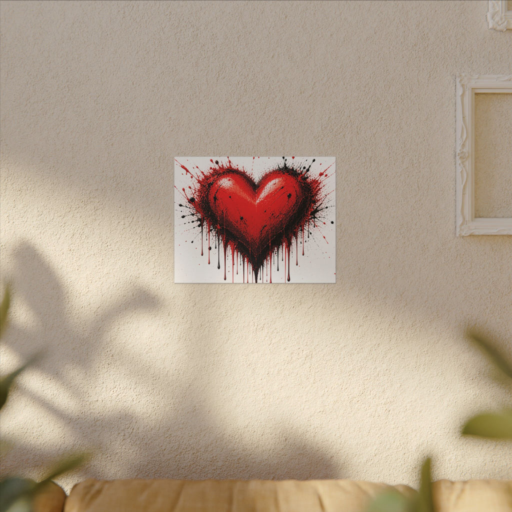 Dripping Red Heart Matte Canvas Wall Art — Bold Graffiti Love Print