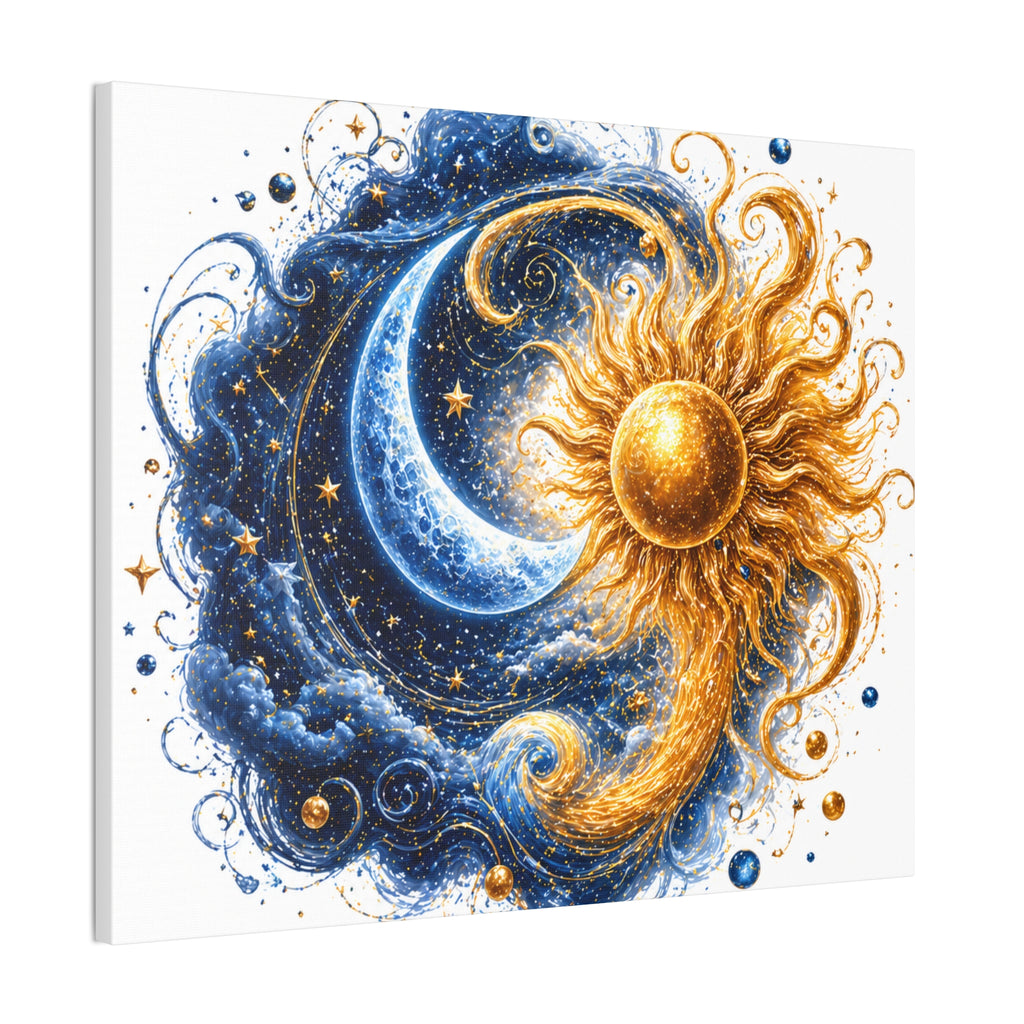 Sun and Moon Wall Art Canvas - Cosmic Celestial Painting