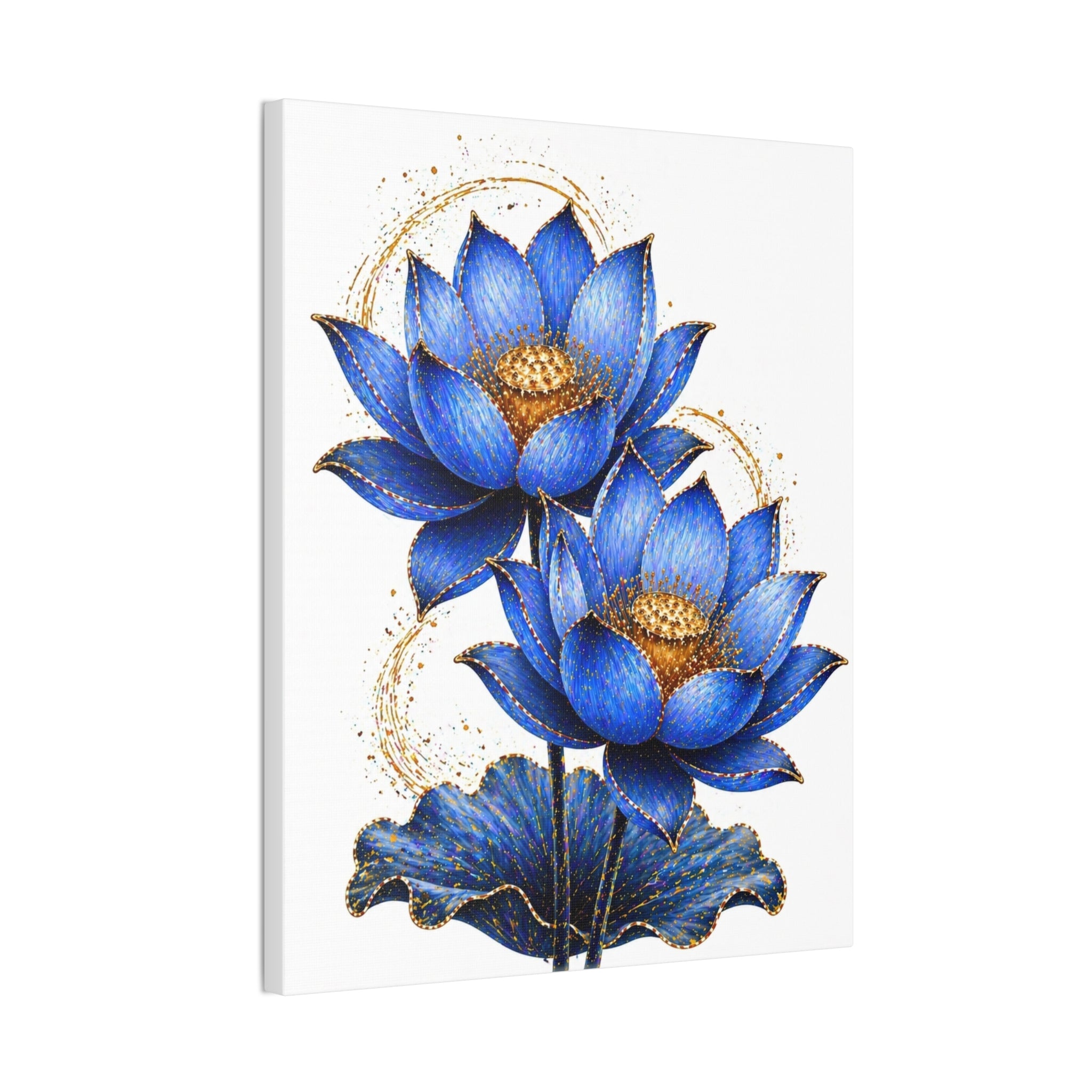Blue Lotus Canvas Wall Art — Stretched 0.75" Botanical Print