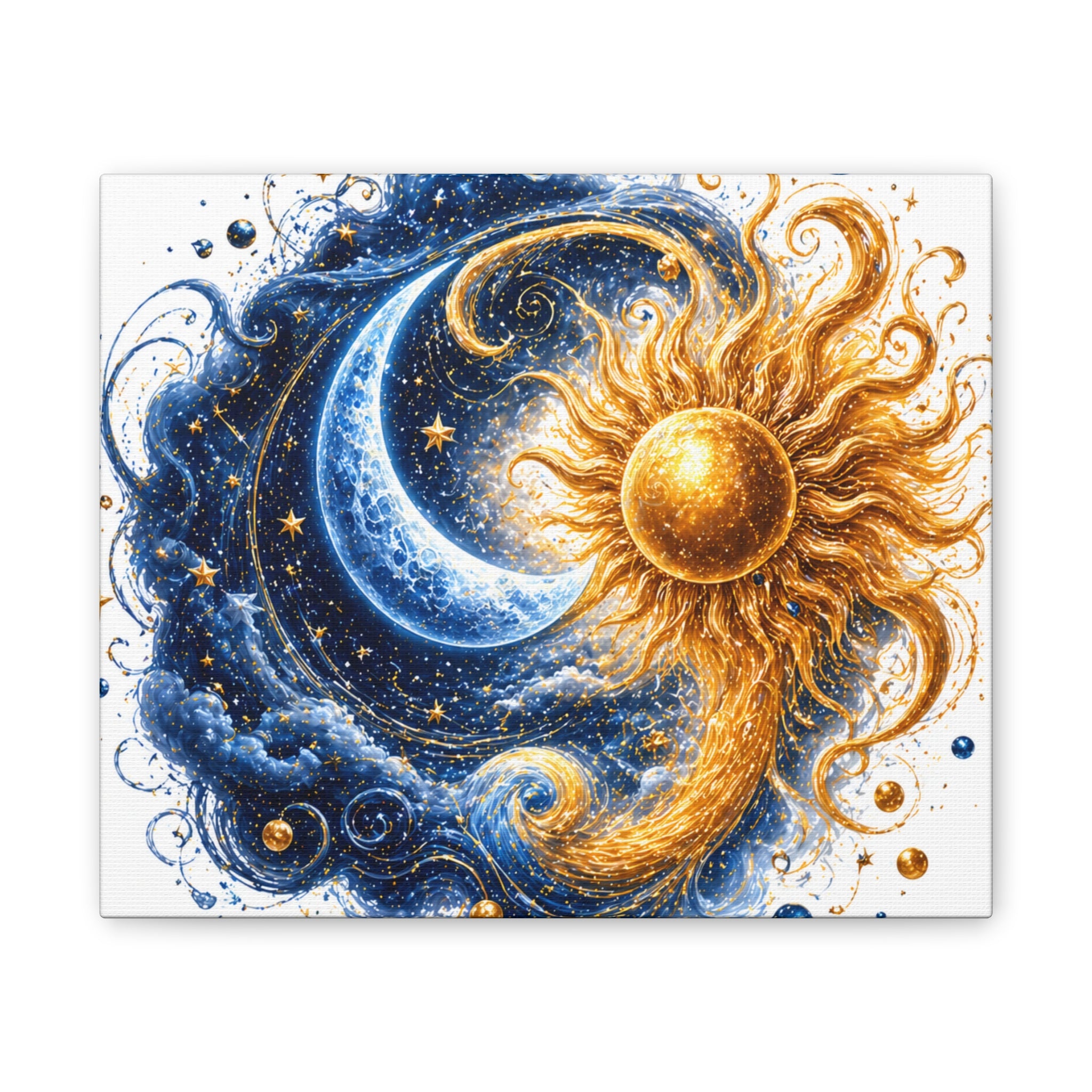 Sun and Moon Wall Art Canvas - Cosmic Celestial Painting