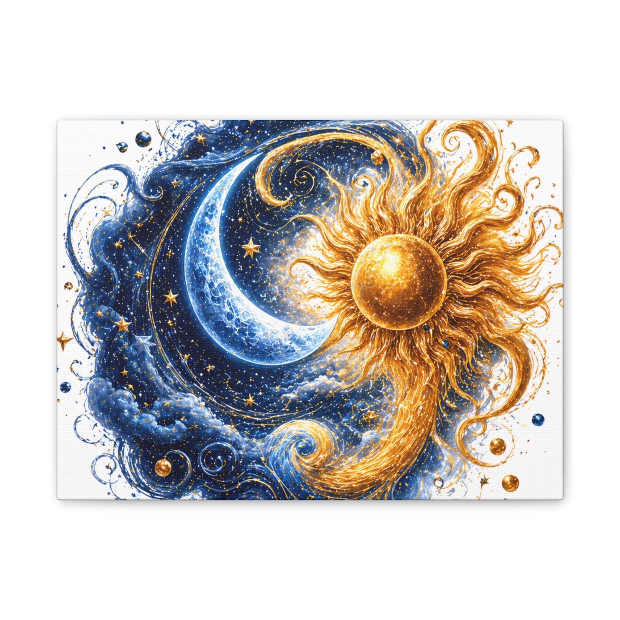 Sun and Moon Wall Art Canvas - Cosmic Celestial Painting
