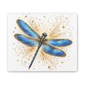Blue Dragonfly Canvas Wall Art - Sparkling Gold Accents, Stretched 0.75"