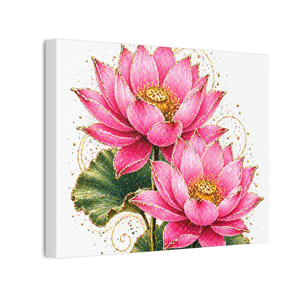 Pink Lotus Canvas Wall Art — Stretched Floral Canvas Print