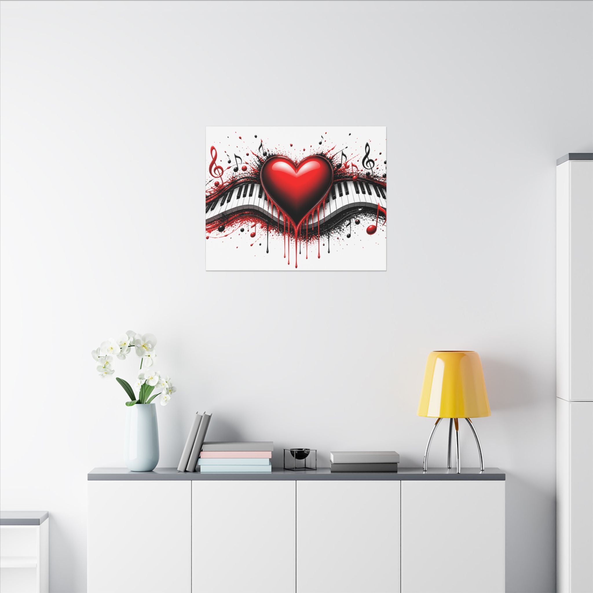 Dripping Red Heart Piano Matte Canvas