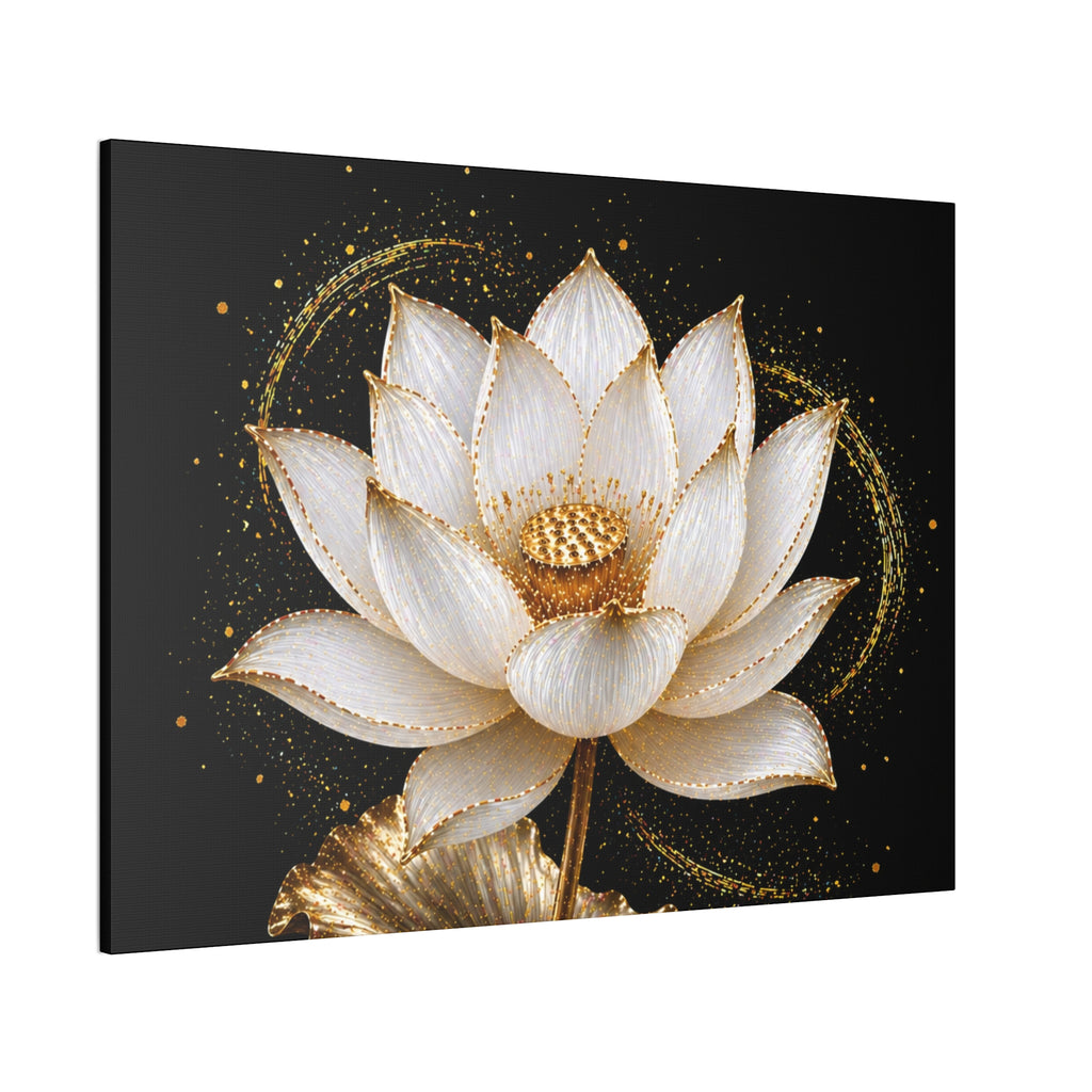 Gold Lotus Canvas Wall Art - Stretched Canvas Floral Print