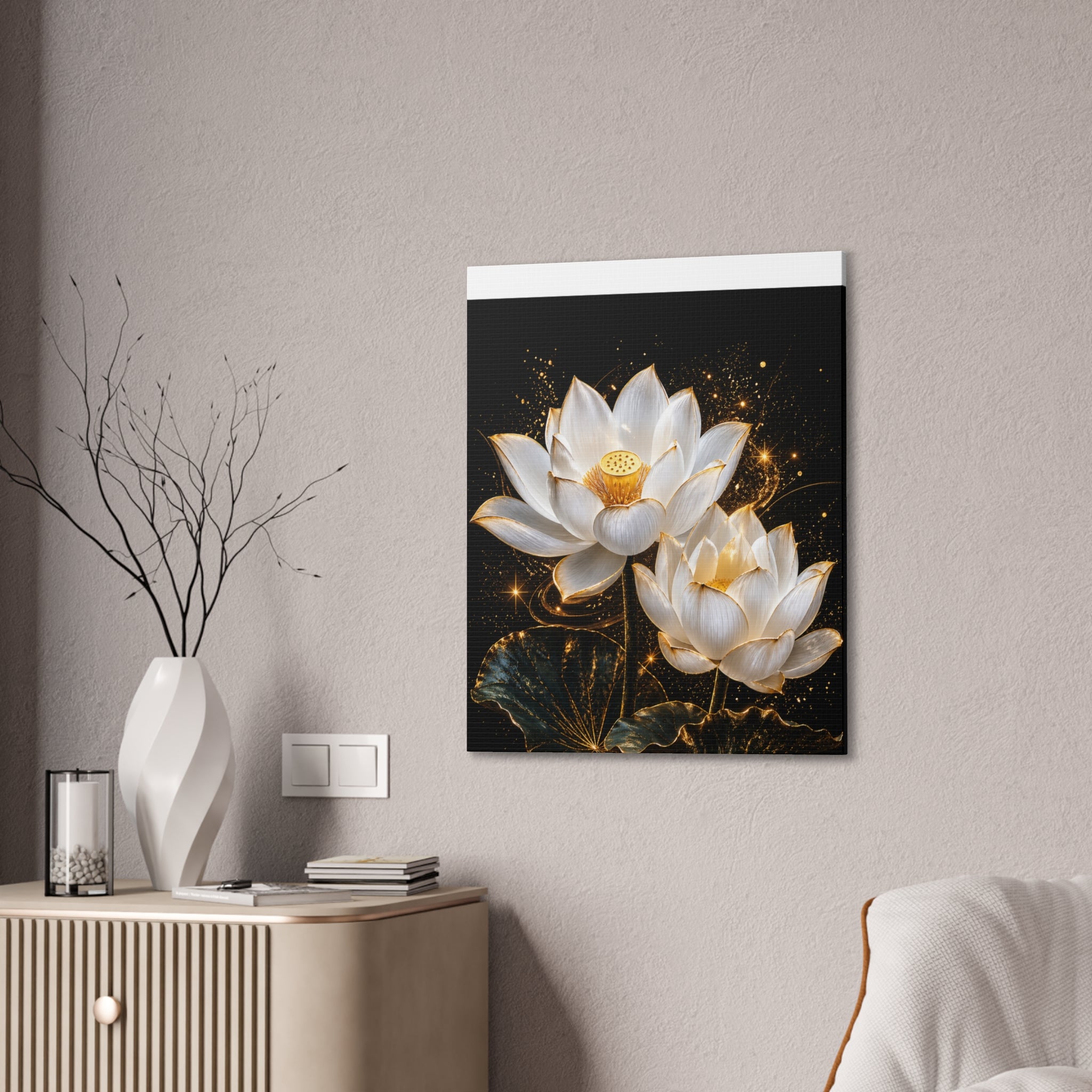 Golden Lotus Canvas Print